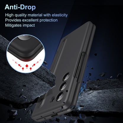 For Samsung Galaxy Z Fold5 5G Long Chi Grain Leather Shockproof Phone Case, No Pen(Black) - Galaxy Z Fold5 Cases by buy2fix | Online Shopping UK | buy2fix