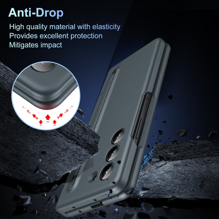 For Samsung Galaxy Z Fold5 5G Long Chi Grain Leather Shockproof Phone Case, No Pen(Green) - Galaxy Z Fold5 Cases by buy2fix | Online Shopping UK | buy2fix