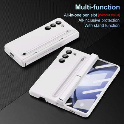 For Samsung Galaxy Z Fold5 5G Long Chi Grain Leather Shockproof Phone Case, No Pen(White) - Galaxy Z Fold5 Cases by buy2fix | Online Shopping UK | buy2fix