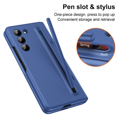 For Samsung Galaxy Z Fold6 5G Long Chi Grain Leather Shockproof Phone Case, No Pen(Blue) - Galaxy Z Fold6 5G Cases by buy2fix | Online Shopping UK | buy2fix