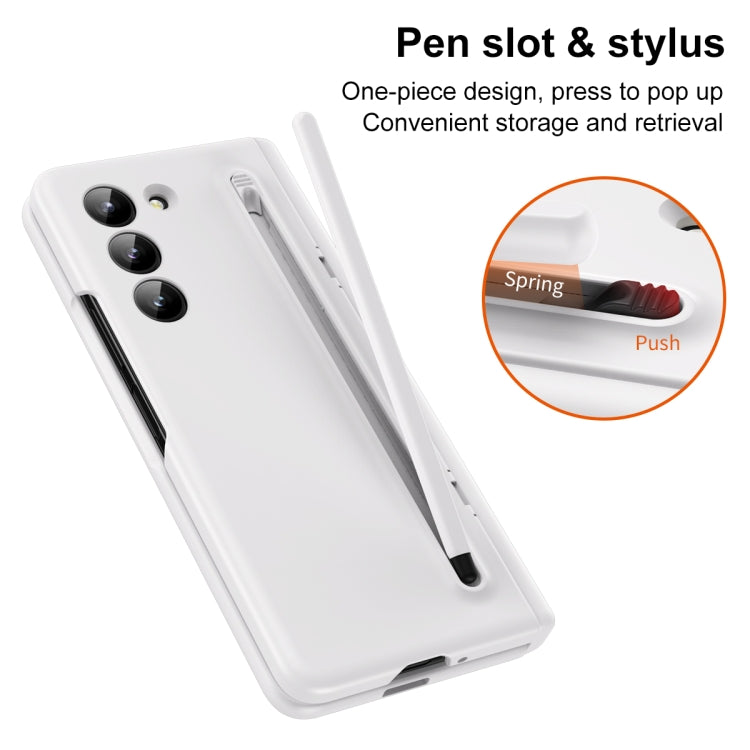 For Samsung Galaxy Z Fold6 5G Long Chi Grain Leather Shockproof Phone Case, No Pen(White) - Galaxy Z Fold6 5G Cases by buy2fix | Online Shopping UK | buy2fix
