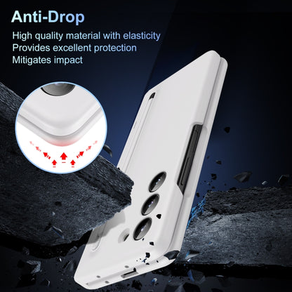 For Samsung Galaxy Z Fold6 5G Long Chi Grain Leather Shockproof Phone Case, No Pen(White) - Galaxy Z Fold6 5G Cases by buy2fix | Online Shopping UK | buy2fix