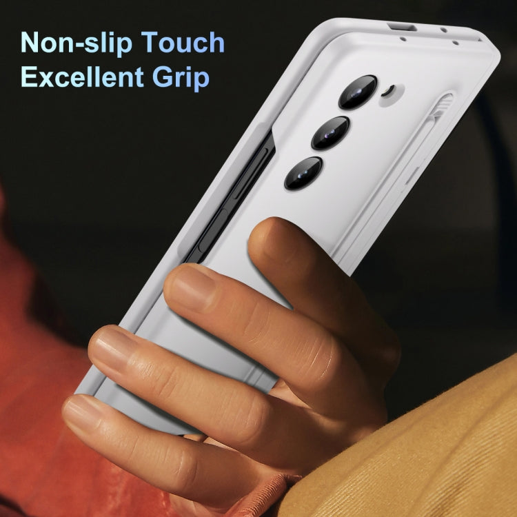 For Samsung Galaxy Z Fold6 5G Long Chi Grain Leather Shockproof Phone Case, No Pen(White) - Galaxy Z Fold6 5G Cases by buy2fix | Online Shopping UK | buy2fix