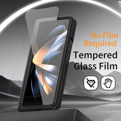 For Samsung Galaxy Z Fold3 5G Wristband Holder Grain Leather Folding Phone Case(Black) - Galaxy Phone Cases by buy2fix | Online Shopping UK | buy2fix