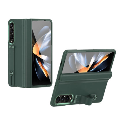 For Samsung Galaxy Z Fold3 5G Wristband Holder Grain Leather Folding Phone Case(Green) - Galaxy Phone Cases by buy2fix | Online Shopping UK | buy2fix