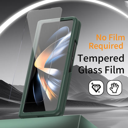 For Samsung Galaxy Z Fold3 5G Wristband Holder Grain Leather Folding Phone Case(Green) - Galaxy Phone Cases by buy2fix | Online Shopping UK | buy2fix