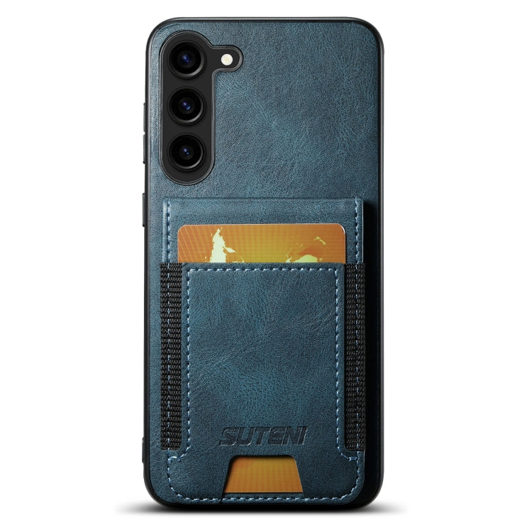For Samsung Galaxy S23+ 5G Suteni H03 Oil Wax Leather Wallet Stand Back Phone Case(Blue) by Suteni