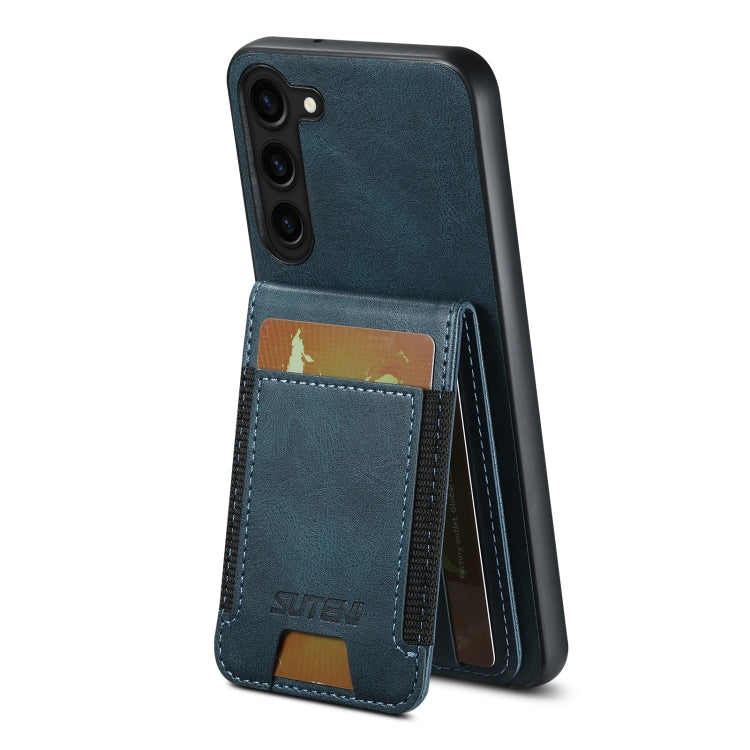 For Samsung Galaxy S23+ 5G Suteni H03 Oil Wax Leather Wallet Stand Back Phone Case(Blue) by Suteni