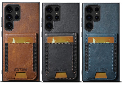 For Samsung Galaxy S24+ 5G Suteni H03 Oil Wax Leather Wallet Stand Back Phone Case(Brown) - Galaxy S24+ 5G Cases by Suteni | Online Shopping UK | buy2fix