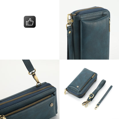 For iPhone 14 Plus Crossbody Multi-functional Zipper Wallet Leather Phone Case(Green) - iPhone 14 Plus Cases by buy2fix | Online Shopping UK | buy2fix