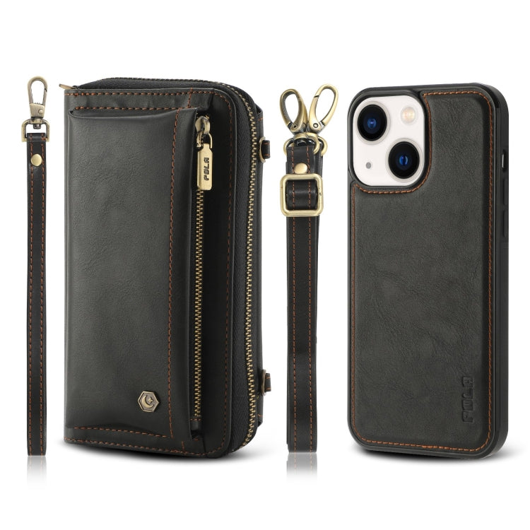 For iPhone 14 Plus Crossbody Multi-functional Zipper Wallet Leather Phone Case(Black) - iPhone 14 Plus Cases by buy2fix | Online Shopping UK | buy2fix