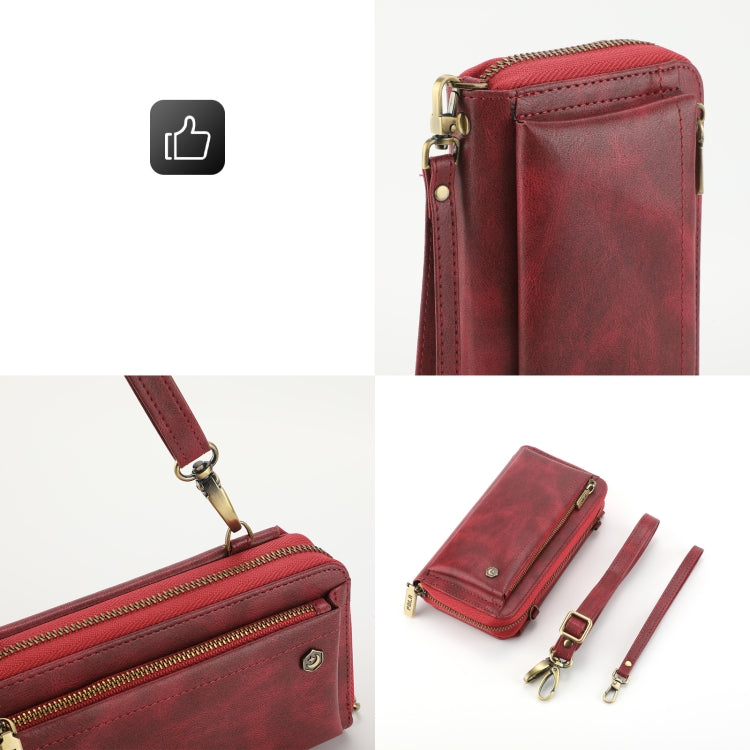 For iPhone 14 Pro Crossbody Multi-functional Zipper Wallet Leather Phone Case(Red) - iPhone 14 Pro Cases by buy2fix | Online Shopping UK | buy2fix