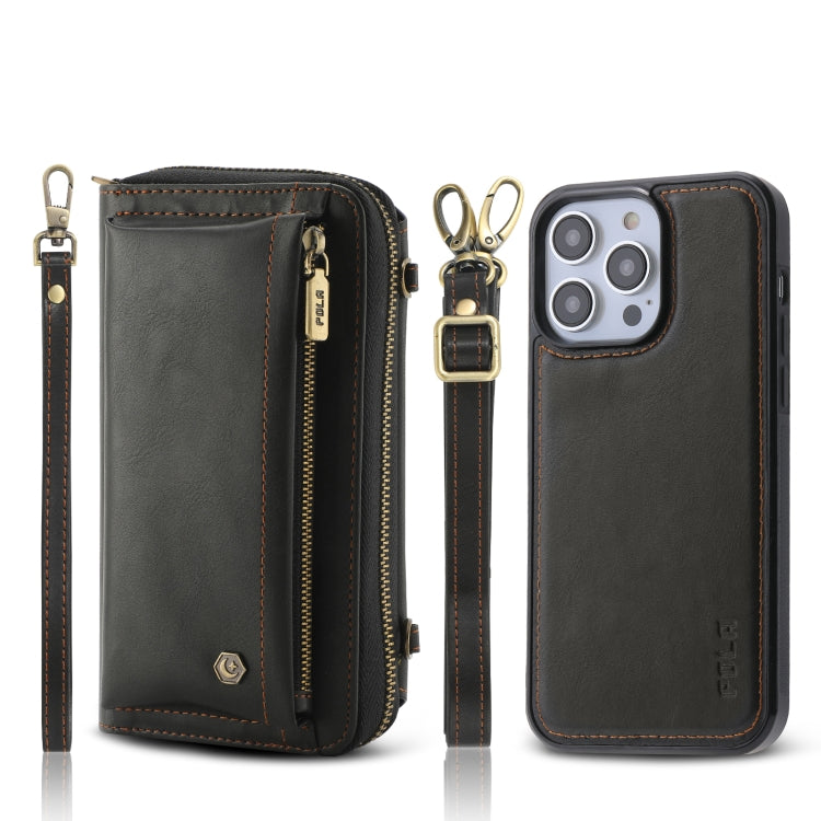 For iPhone 14 Pro Crossbody Multi-functional Zipper Wallet Leather Phone Case(Black) - iPhone 14 Pro Cases by buy2fix | Online Shopping UK | buy2fix