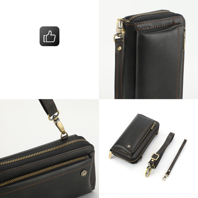 For iPhone 14 Pro Crossbody Multi-functional Zipper Wallet Leather Phone Case(Black) - iPhone 14 Pro Cases by buy2fix | Online Shopping UK | buy2fix
