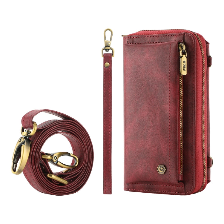 For iPhone 14 Pro Max Crossbody Multi-functional Zipper Wallet Leather Phone Case(Red) - iPhone 14 Pro Max Cases by buy2fix | Online Shopping UK | buy2fix