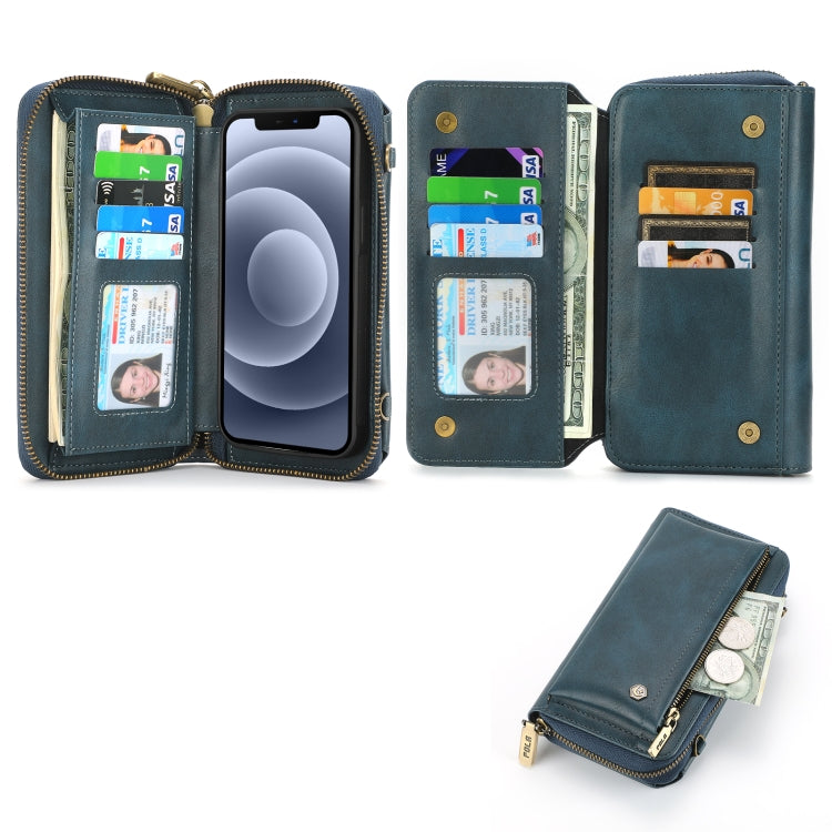 For iPhone 13 Pro Crossbody Multi-functional Zipper Wallet Leather Phone Case(Green) - iPhone 13 Pro Cases by buy2fix | Online Shopping UK | buy2fix