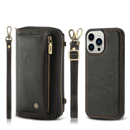 For iPhone 13 Pro Crossbody Multi-functional Zipper Wallet Leather Phone Case(Black) - iPhone 13 Pro Cases by buy2fix | Online Shopping UK | buy2fix