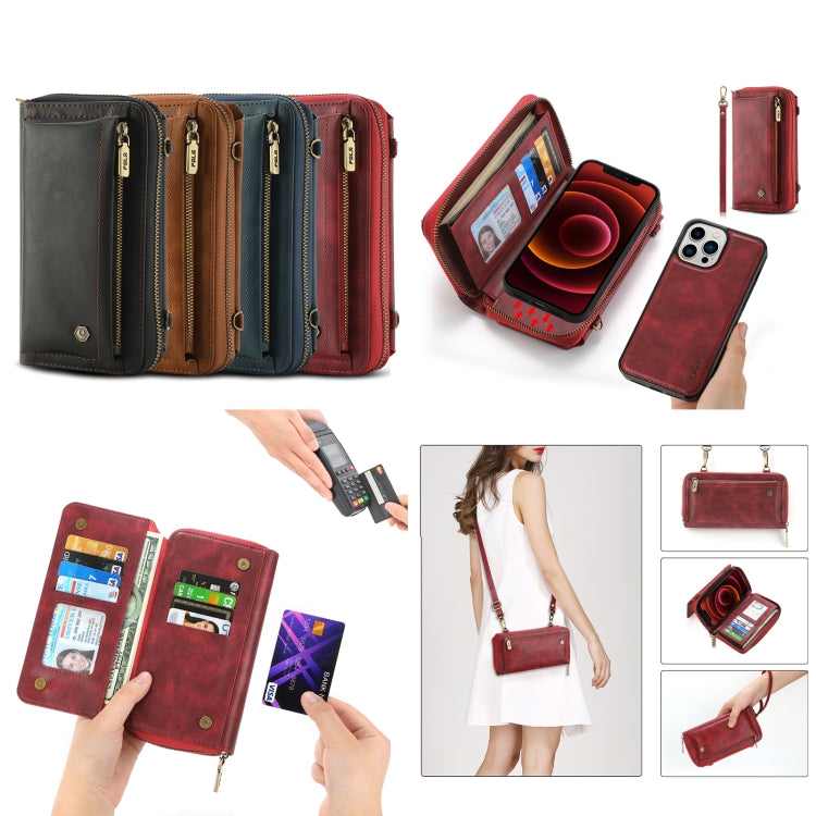 For iPhone 13 Pro Crossbody Multi-functional Zipper Wallet Leather Phone Case(Black) - iPhone 13 Pro Cases by buy2fix | Online Shopping UK | buy2fix