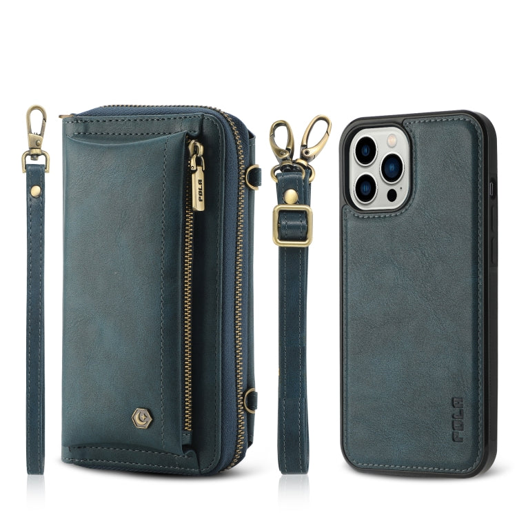For iPhone 12 Pro Max Crossbody Multi-functional Zipper Wallet Leather Phone Case(Green) - iPhone 12 Pro Max Cases by buy2fix | Online Shopping UK | buy2fix