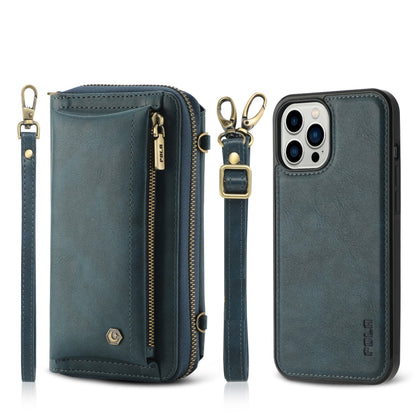 For iPhone 12 Pro Max Crossbody Multi-functional Zipper Wallet Leather Phone Case(Green) - iPhone 12 Pro Max Cases by buy2fix | Online Shopping UK | buy2fix