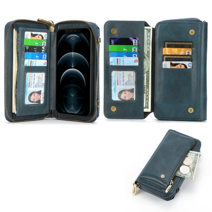 For iPhone 12 Pro Max Crossbody Multi-functional Zipper Wallet Leather Phone Case(Green) - iPhone 12 Pro Max Cases by buy2fix | Online Shopping UK | buy2fix