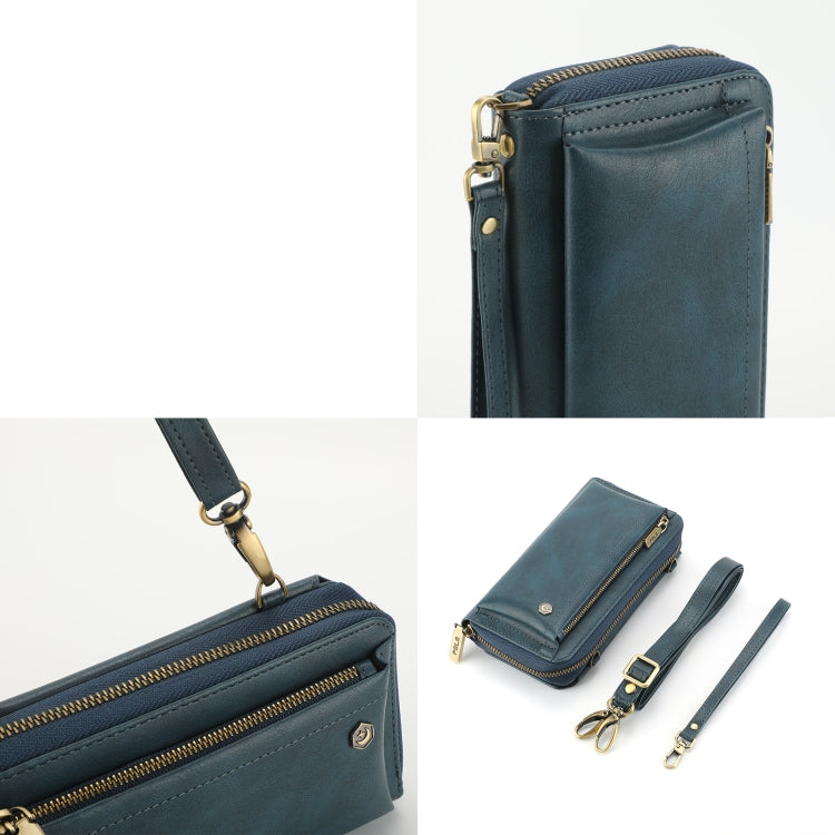 For iPhone 12 Pro Max Crossbody Multi-functional Zipper Wallet Leather Phone Case(Green) - iPhone 12 Pro Max Cases by buy2fix | Online Shopping UK | buy2fix