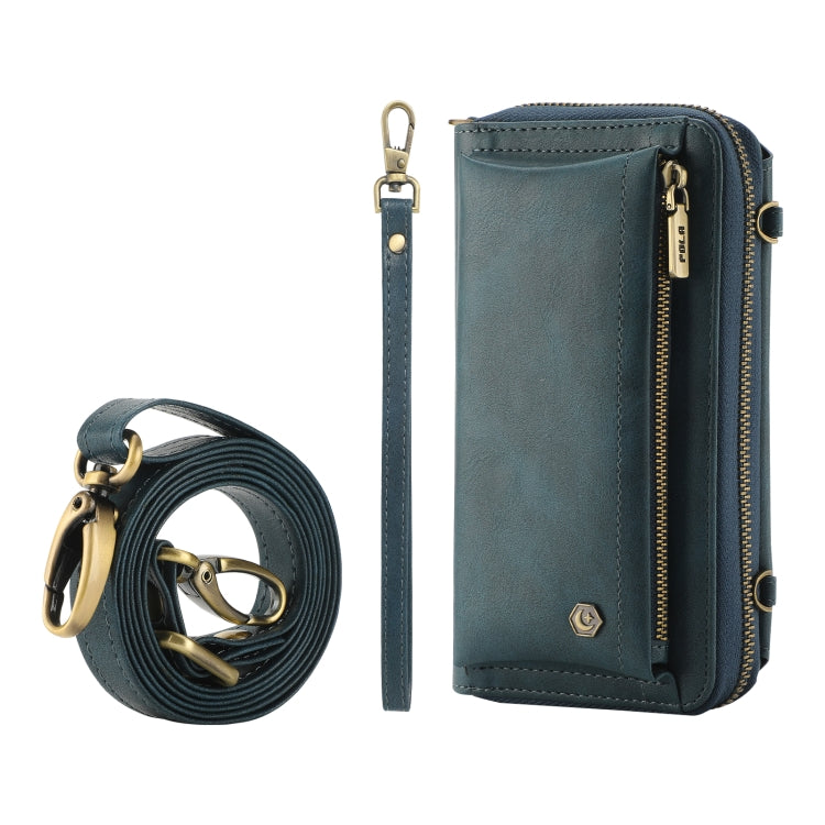 For iPhone 12 Pro Max Crossbody Multi-functional Zipper Wallet Leather Phone Case(Green) - iPhone 12 Pro Max Cases by buy2fix | Online Shopping UK | buy2fix