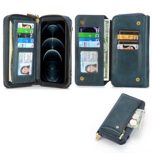 For iPhone 12 Crossbody Multi-functional Zipper Wallet Leather Phone Case(Green) - iPhone 12 / 12 Pro Cases by buy2fix | Online Shopping UK | buy2fix