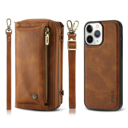 For iPhone 11 Pro Max Crossbody Multi-functional Zipper Wallet Leather Phone Case(Brown) - iPhone 11 Pro Max Cases by buy2fix | Online Shopping UK | buy2fix