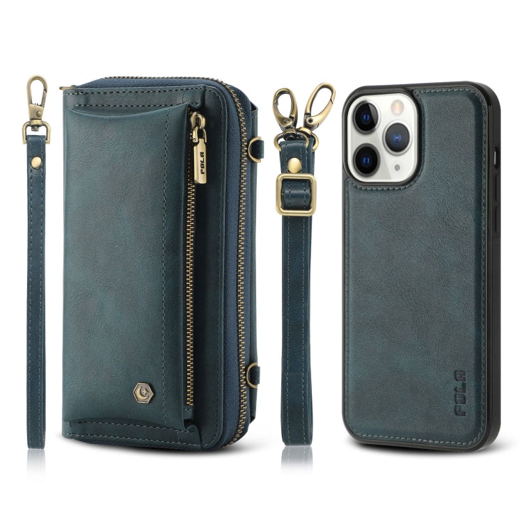 For iPhone 11 Pro Max Crossbody Multi-functional Zipper Wallet Leather Phone Case(Green) - iPhone 11 Pro Max Cases by buy2fix | Online Shopping UK | buy2fix