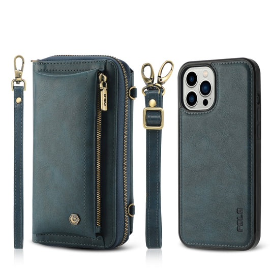 For iPhone 12   Pro Crossbody Multi-functional Zipper Wallet Leather Phone Case(Green) - iPhone 12 / 12 Pro Cases by buy2fix | Online Shopping UK | buy2fix
