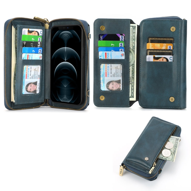 For iPhone 12   Pro Crossbody Multi-functional Zipper Wallet Leather Phone Case(Green) - iPhone 12 / 12 Pro Cases by buy2fix | Online Shopping UK | buy2fix