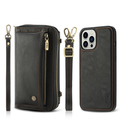 For iPhone 12   Pro Crossbody Multi-functional Zipper Wallet Leather Phone Case(Black) - iPhone 12 / 12 Pro Cases by buy2fix | Online Shopping UK | buy2fix
