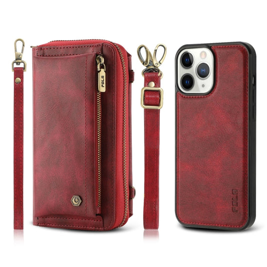 For iPhone 11 Pro Crossbody Multi-functional Zipper Wallet Leather Phone Case(Red) - iPhone 11 Pro Cases by buy2fix | Online Shopping UK | buy2fix
