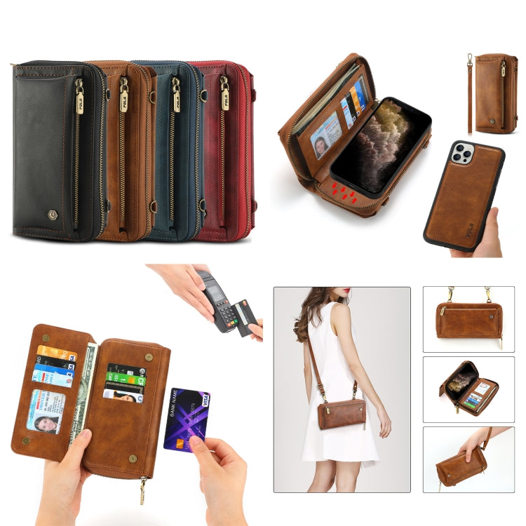 For iPhone 11 Pro Crossbody Multi-functional Zipper Wallet Leather Phone Case(Brown) - iPhone 11 Pro Cases by buy2fix | Online Shopping UK | buy2fix