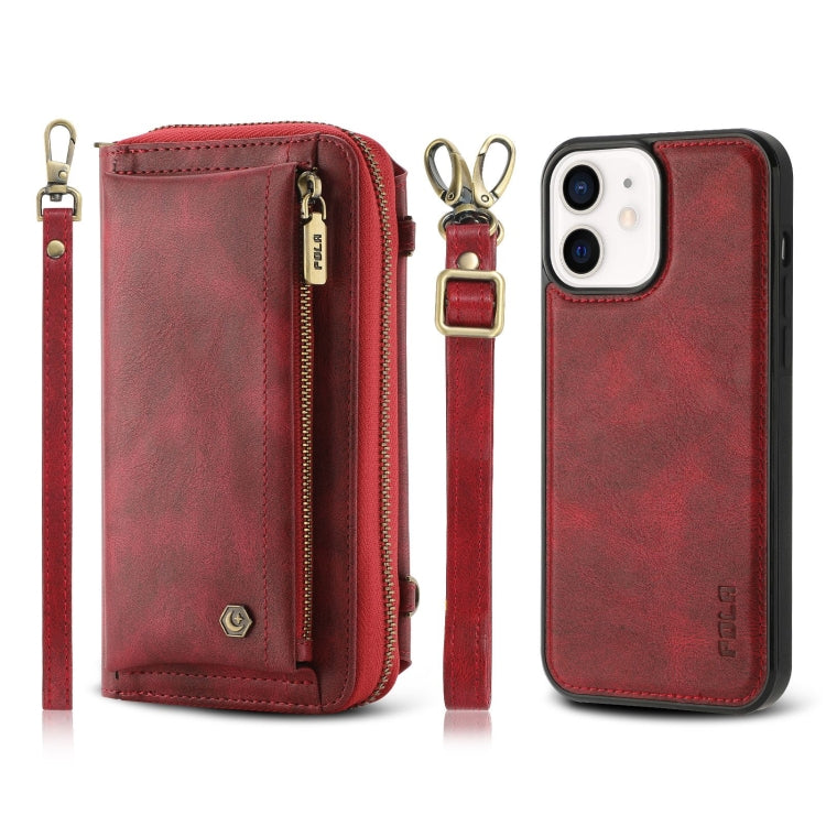 For iPhone 11 Crossbody Multi-functional Zipper Wallet Leather Phone Case(Red) - More iPhone Cases by buy2fix | Online Shopping UK | buy2fix