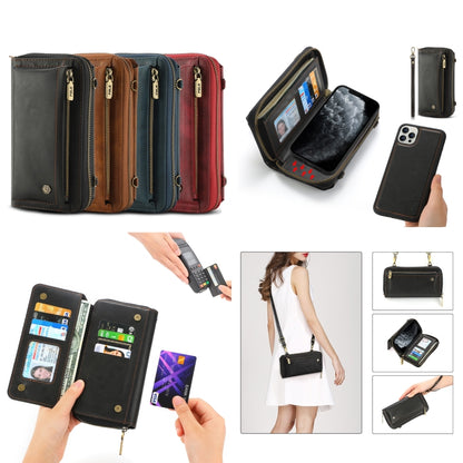 For iPhone 11 Crossbody Multi-functional Zipper Wallet Leather Phone Case(Red) - More iPhone Cases by buy2fix | Online Shopping UK | buy2fix
