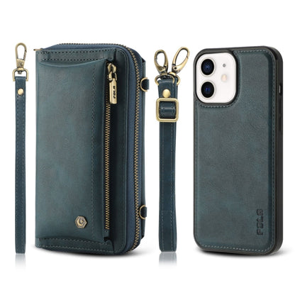For iPhone 11 Crossbody Multi-functional Zipper Wallet Leather Phone Case(Green) - More iPhone Cases by buy2fix | Online Shopping UK | buy2fix