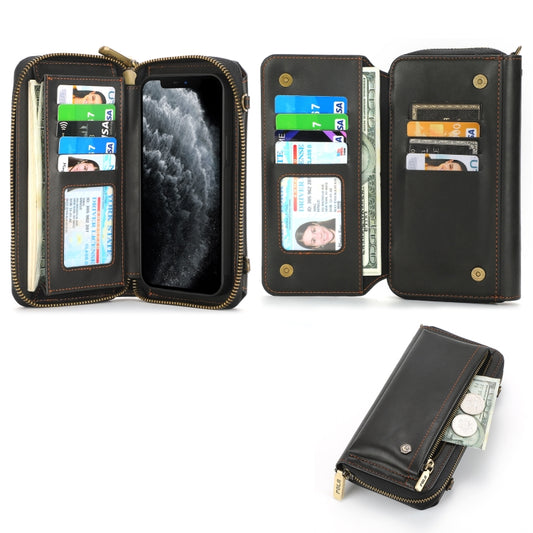 For iPhone 11 Crossbody Multi-functional Zipper Wallet Leather Phone Case(Black) - More iPhone Cases by buy2fix | Online Shopping UK | buy2fix