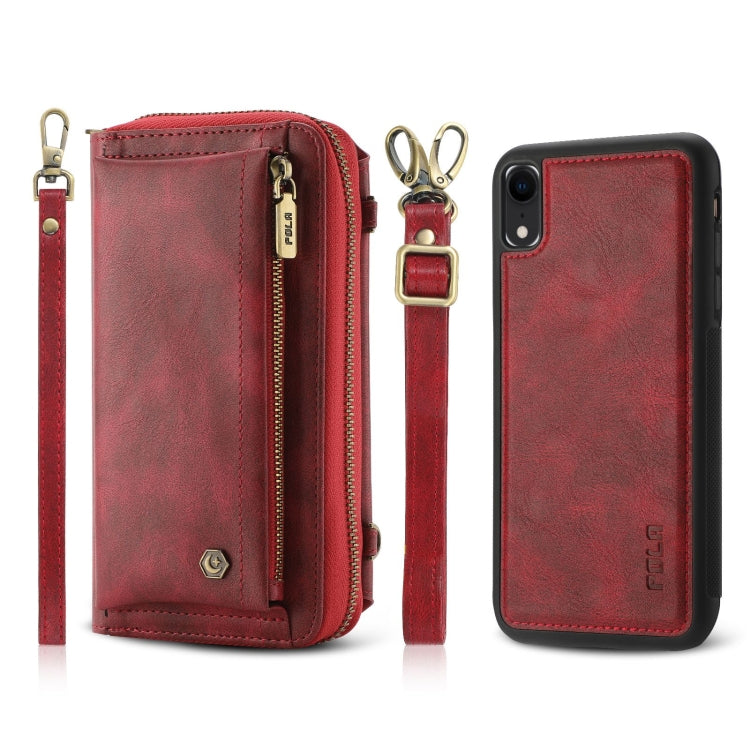 For iPhone XR Crossbody Multi-functional Zipper Wallet Leather Phone Case(Red) - More iPhone Cases by buy2fix | Online Shopping UK | buy2fix