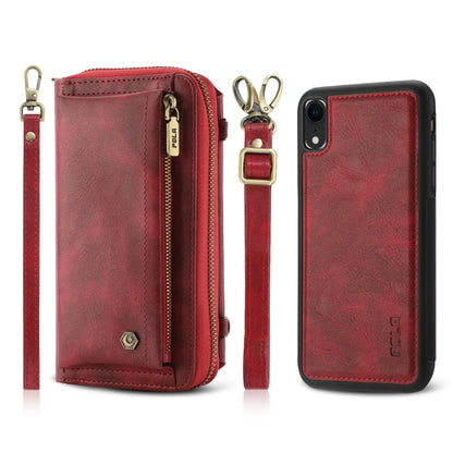 For iPhone XR Crossbody Multi-functional Zipper Wallet Leather Phone Case(Red) - More iPhone Cases by buy2fix | Online Shopping UK | buy2fix