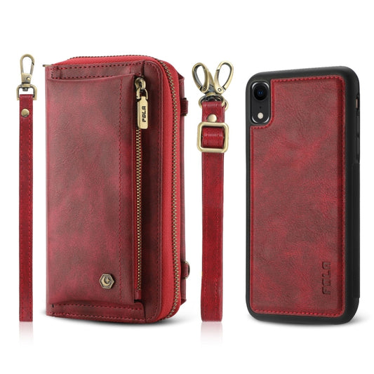 For iPhone XR Crossbody Multi-functional Zipper Wallet Leather Phone Case(Red) - More iPhone Cases by buy2fix | Online Shopping UK | buy2fix