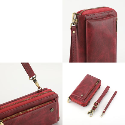 For iPhone XR Crossbody Multi-functional Zipper Wallet Leather Phone Case(Red) - More iPhone Cases by buy2fix | Online Shopping UK | buy2fix