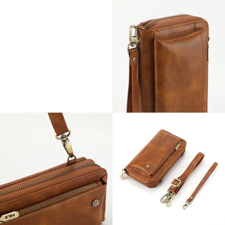 For iPhone XR Crossbody Multi-functional Zipper Wallet Leather Phone Case(Brown) - More iPhone Cases by buy2fix | Online Shopping UK | buy2fix