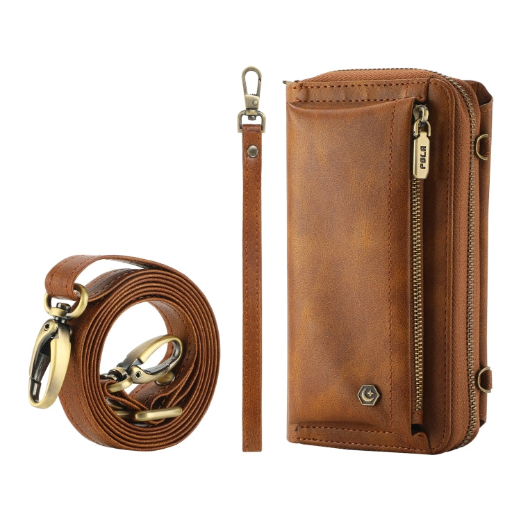 For iPhone XR Crossbody Multi-functional Zipper Wallet Leather Phone Case(Brown) - More iPhone Cases by buy2fix | Online Shopping UK | buy2fix