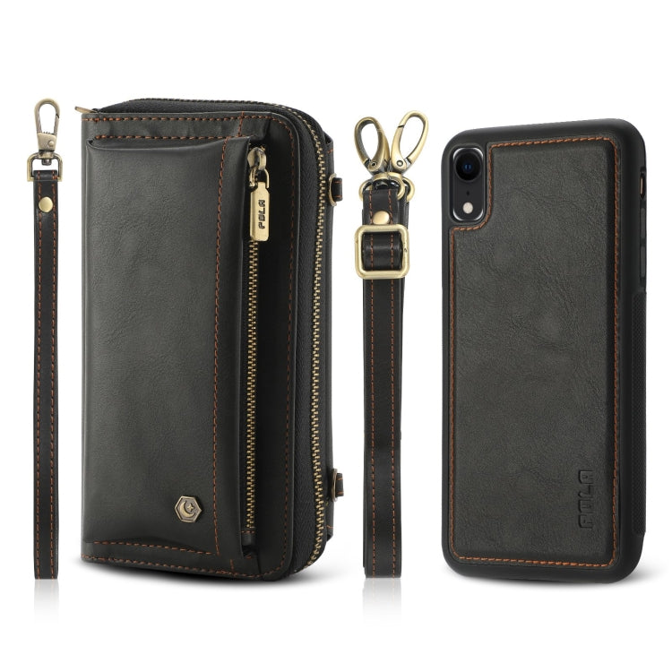 For iPhone XR Crossbody Multi-functional Zipper Wallet Leather Phone Case(Black) - More iPhone Cases by buy2fix | Online Shopping UK | buy2fix