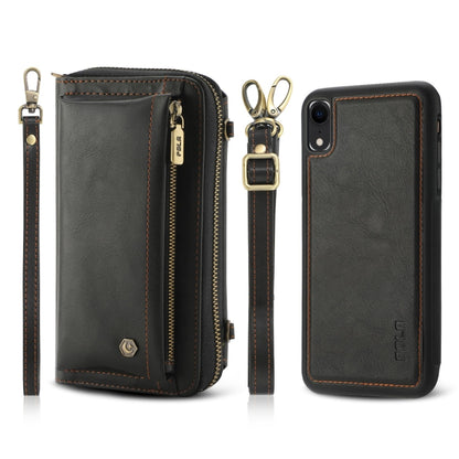 For iPhone XR Crossbody Multi-functional Zipper Wallet Leather Phone Case(Black) - More iPhone Cases by buy2fix | Online Shopping UK | buy2fix