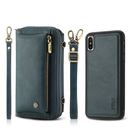 For iPhone X Crossbody Multi-functional Zipper Wallet Leather Phone Case(Green) - More iPhone Cases by buy2fix | Online Shopping UK | buy2fix