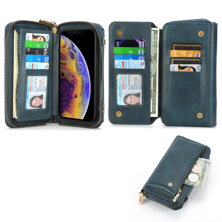 For iPhone X Crossbody Multi-functional Zipper Wallet Leather Phone Case(Green) - More iPhone Cases by buy2fix | Online Shopping UK | buy2fix
