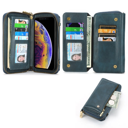 For iPhone X Crossbody Multi-functional Zipper Wallet Leather Phone Case(Green) - More iPhone Cases by buy2fix | Online Shopping UK | buy2fix